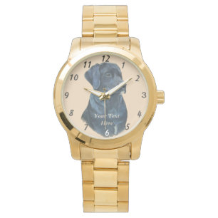 Lifelike Porträtbild des schwarzen Labrador-Hundes Armbanduhr