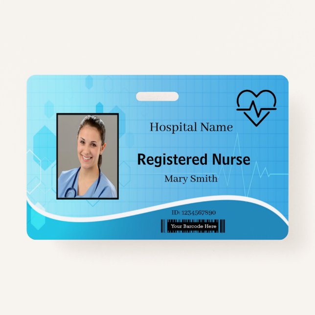 Lifeline Blue Medical Heartbeat Foto ID Ausweis (Vorderseite)