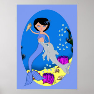 Lifen, die Blaue Meerjungfrau und das Dolphin Post Poster