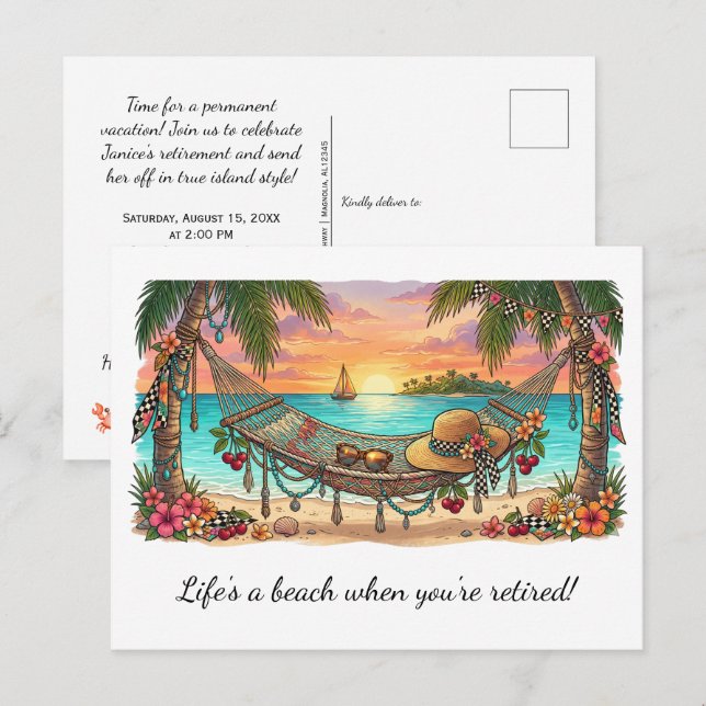 Life's a Beach Rentnerparty |  Postkarte (Vorne/Hinten)