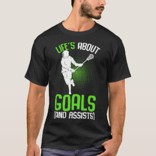 Life's About Goals Lacrosse Player Youth Men Boys T-Shirt