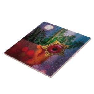 Lifesaver Cactus through a Rainy Window Fliese