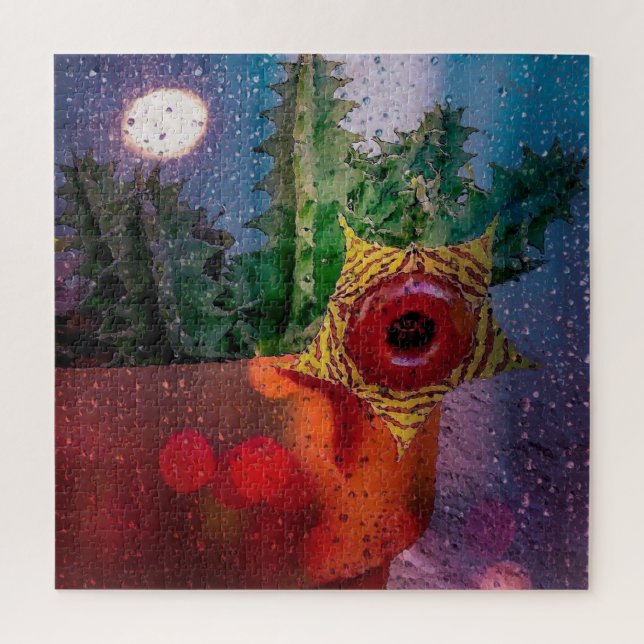 Lifesaver Cactus through a Rainy Window Puzzle (Vertikal)