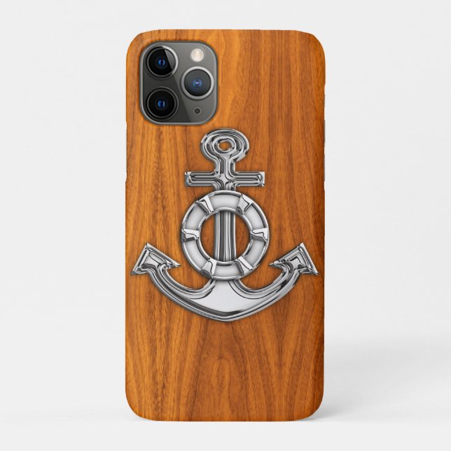 Lifesaver Steel Anchor auf Teak Veneer Case-Mate iPhone Hülle (Rückseite)