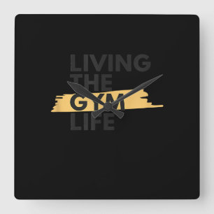 Lifestyle Apparel Living Gym Life Quadratische Wanduhr