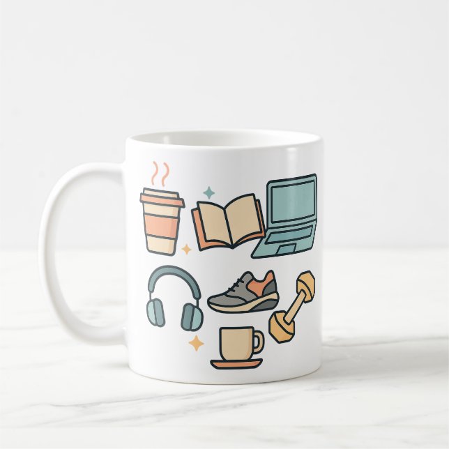 Lifestyle Icons Tasse - Kaffee, Studium, Fitness & (Links)