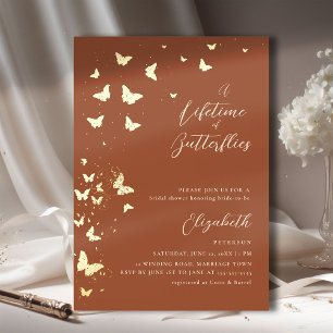 Lifetime Butterfets Terracotta Gold Brautparty Folieneinladung