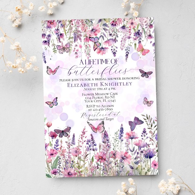 Lifetime of Butterflies Wildflowers Bridal Shower Einladung (Von Creator hochgeladen)