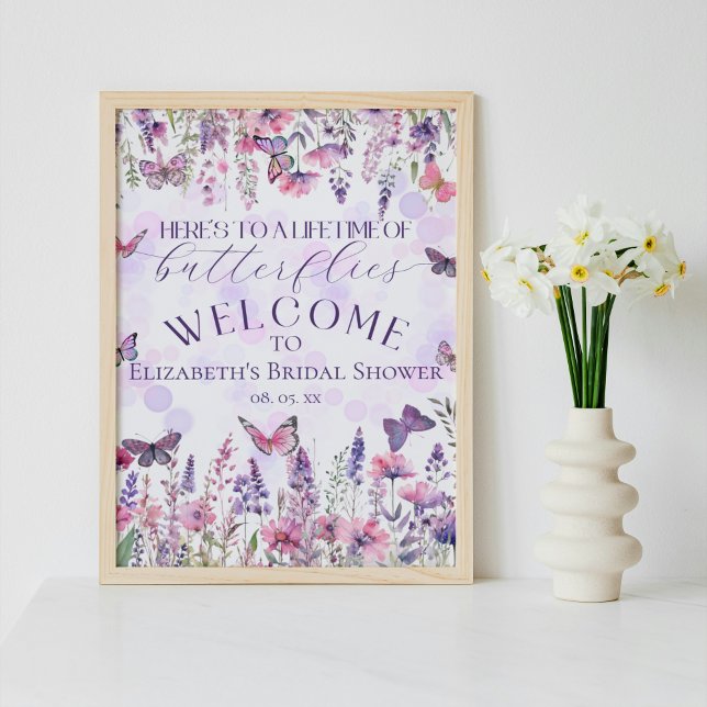 Lifetime of Butterflies Wildflowers Party Welcome Poster (Von Creator hochgeladen)