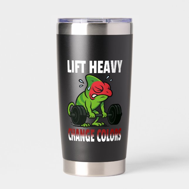 Lift Heavy Change Colors – Funny Chameleon Gym Thermobecher (Vorderseite)