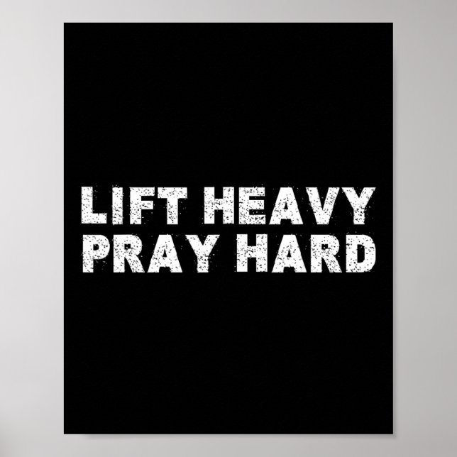 Lift Heavy Pray Hard Fitness Bodybuilding Jesus Fa Poster (Vorne)