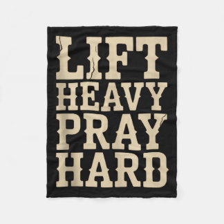 Lift Heavy Pray Hard Gym Christian Gift Jesus Fait Fleecedecke