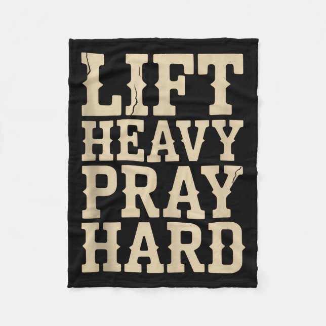Lift Heavy Pray Hard Gym Christian Gift Jesus Fait Fleecedecke (Vorderseite)