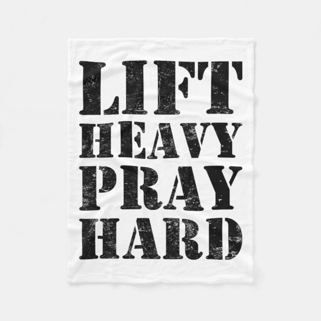 Lift Heavy Pray Hard Gym Christian Quote  Fleecedecke (Vorderseite)