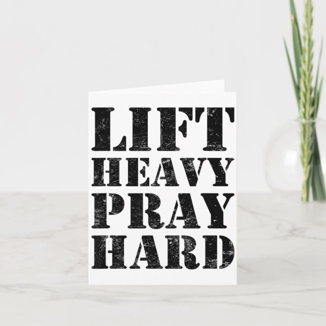 Lift Heavy Pray Hard Gym Christian Quote  Karte (Vorderseite)
