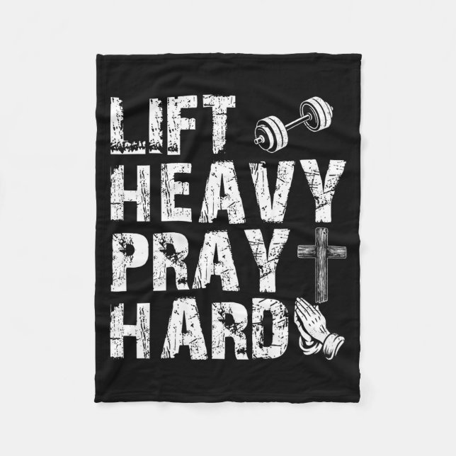 Lift Heavy Pray Hard Gym Workout Christian Gift On Fleecedecke (Vorderseite)