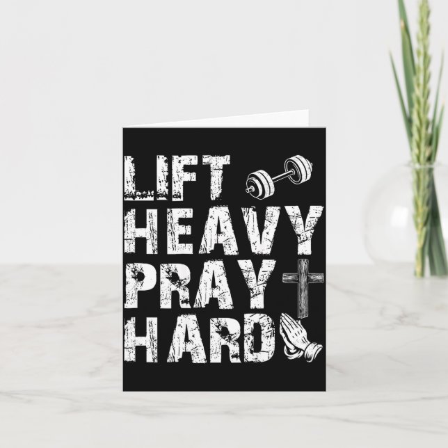 Lift Heavy Pray Hard Gym Workout Christian Gift On Karte (Vorderseite)