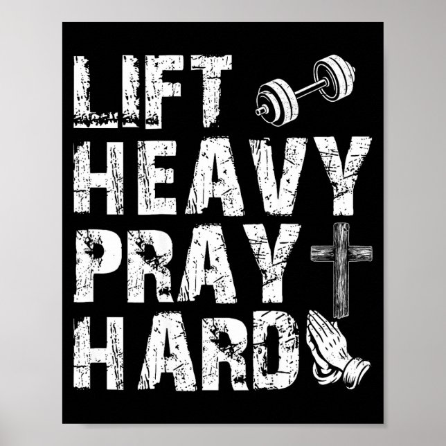Lift Heavy Pray Hard Gym Workout Christian Gift On Poster (Vorne)