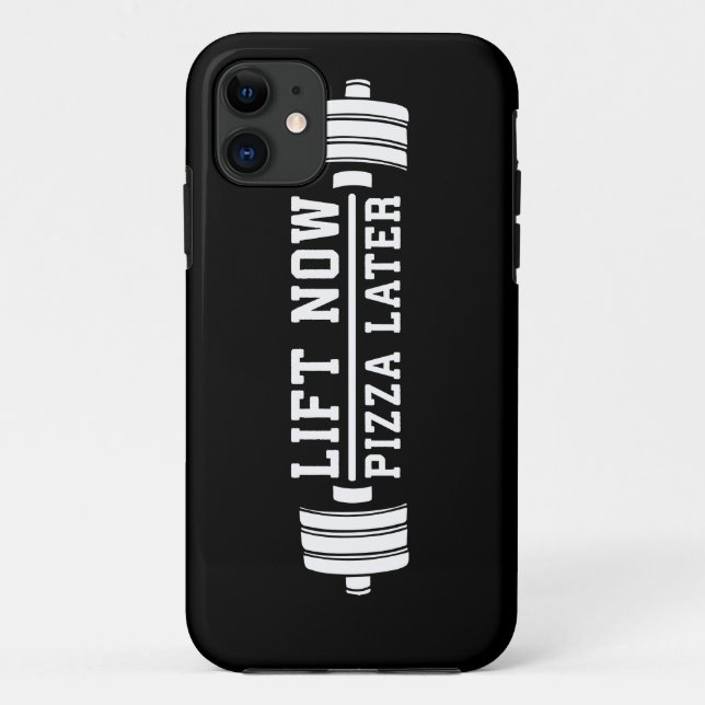 Lift Now, Pizza Spater, Barbell - Funny Novelty Gy Case-Mate iPhone Hülle (Rückseite)