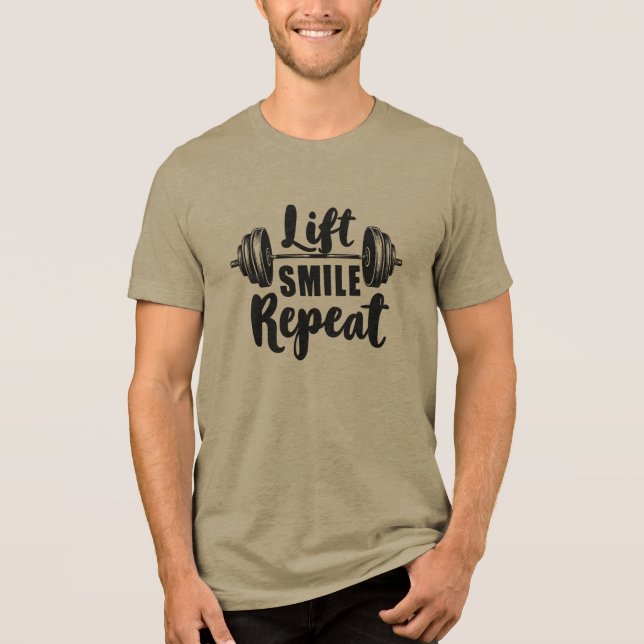 Lift Smile Repeat Gym Motivation Weightlifting Str Tri-Blend Shirt (Vorderseite)