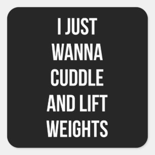 Lift Weight and Cuddle - Niedliches, lustiges, neu Quadratischer Aufkleber