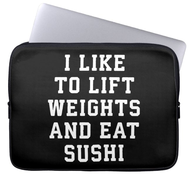 Lift Weights and Eat Sushi - Funny Carbs Novelty Laptopschutzhülle (Vorderseite)