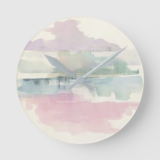Lifting Fog In Soft Pastels Runde Wanduhr (Vorderseite)