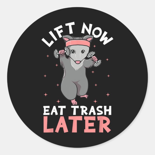 Lifting Opossum Funny Workout Bodybuilding Runder Aufkleber (Vorderseite)