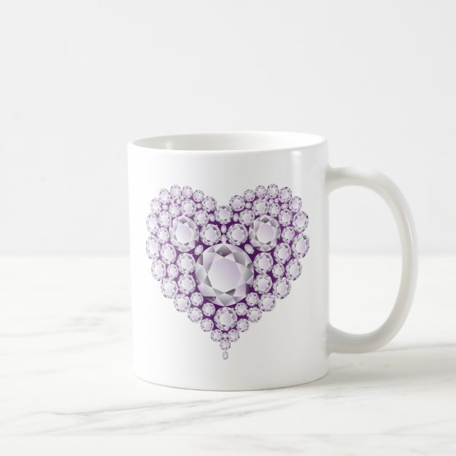 Light Amethyst Heart Gems Kaffeetasse (Rechts)