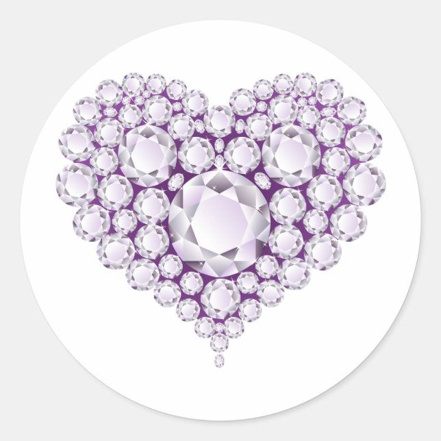Light Amethyst Heart Gems Runder Aufkleber (Vorderseite)