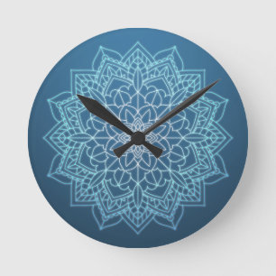 Light and Dark Blue Mandala Runde Wanduhr