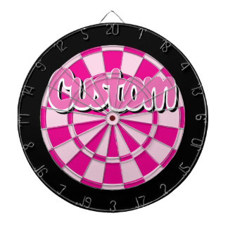 Light and Dark Pink, Black, White Edge Text Custom Dartscheibe