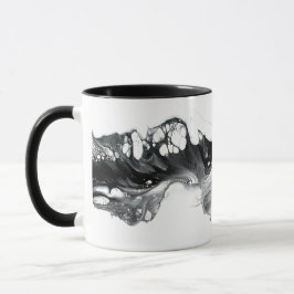 Light and Darkness Abstract Black White Fluid Art Tasse