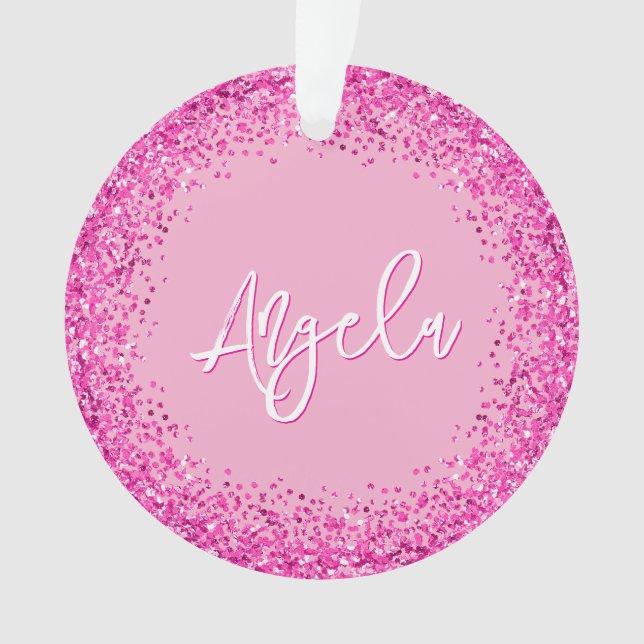 Light and Hot Pink Glitter Photo Ornament (Vorderseite)