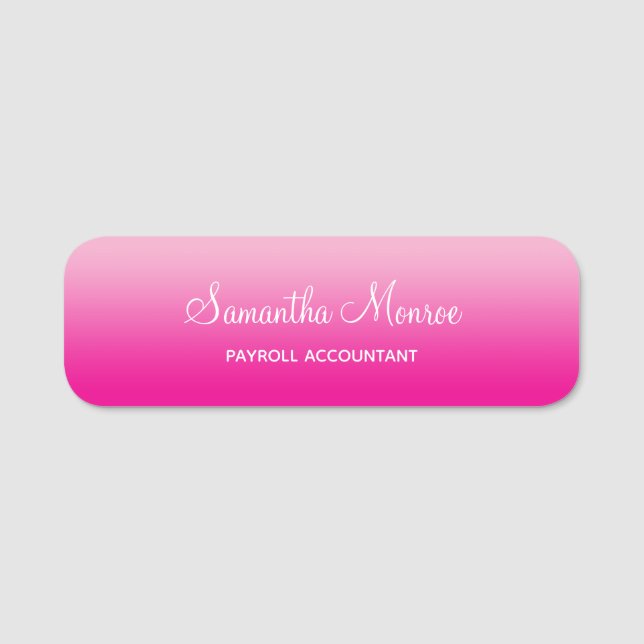 Light and Hot Pink Ombre Name Title Namensschild (Vorderseite)