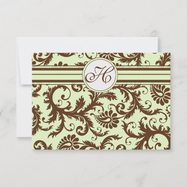 Light Apple Green Brown Response Card RSVP Karte (Vorderseite)