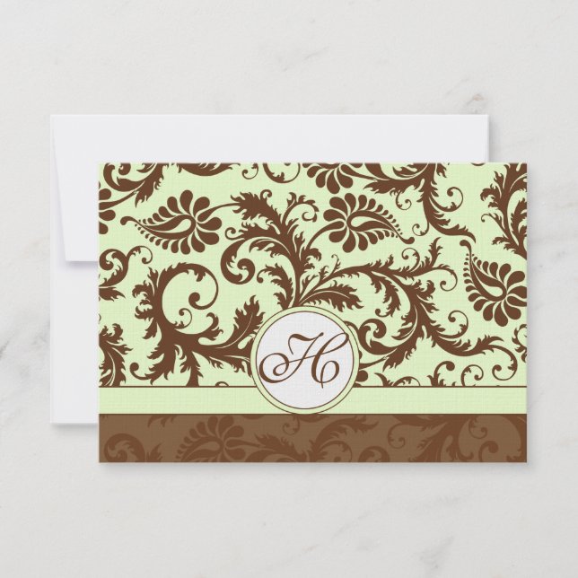 Light Apple Green Brown Response Card RSVP Karte (Vorderseite)