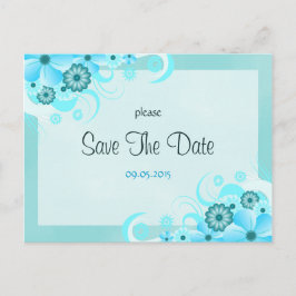 Light Aqua Blue Floral Wedding Save the Date Cards Ankündigungspostkarte
