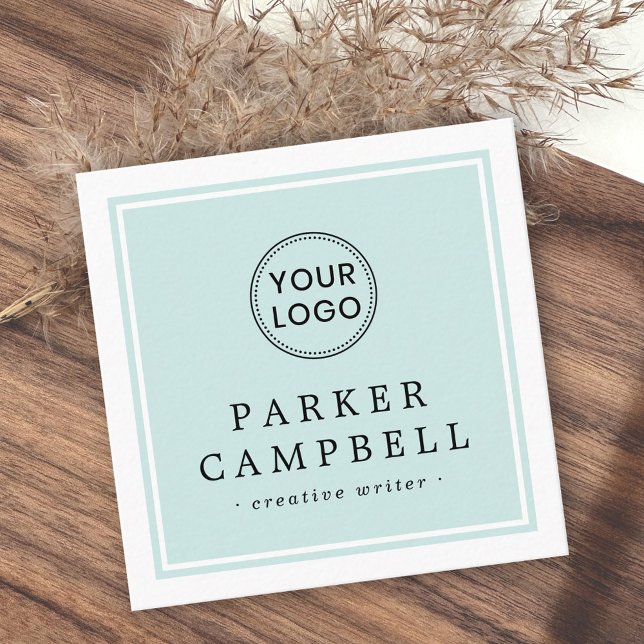 Light Aqua Blue grenzt Ihr Logo minimalistisch an Quadratische Visitenkarte (Von Creator hochgeladen)