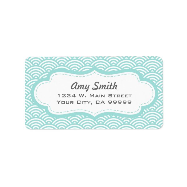 Light Aqua Geometric Muster Address Labels Adressaufkleber (Vorne)