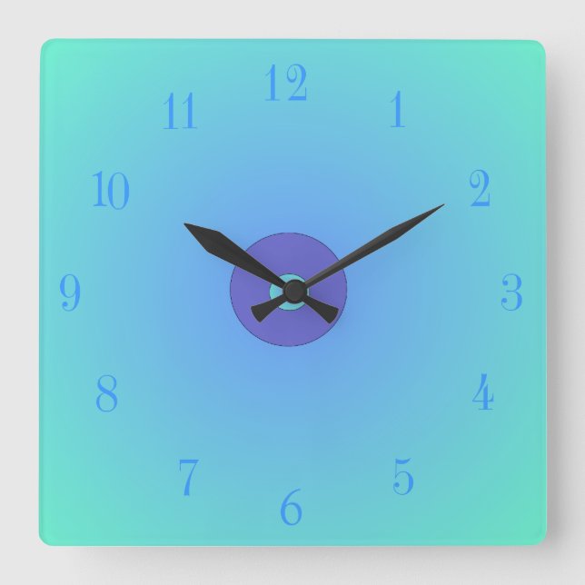Light Aqua/Green Mauve Center >Schlichte Wall-Uhre Quadratische Wanduhr (Vorderseite)