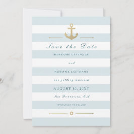 Light Aqua Nautic Save the Date Flat Card