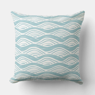 Light Aqua & White Ocean Waves Throw Kissen