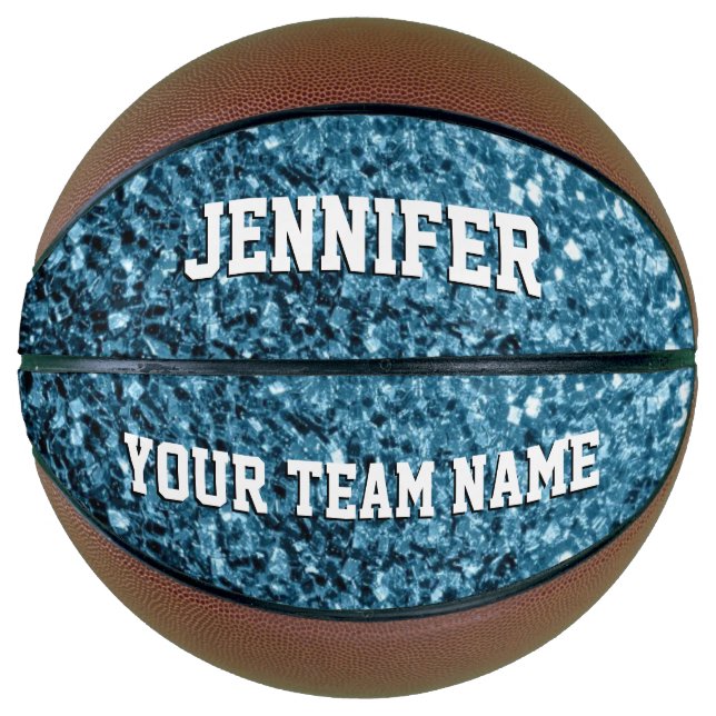 Light baby blue Glitzern Glitzern Ihr Name Team Basketball (Vorderseite)