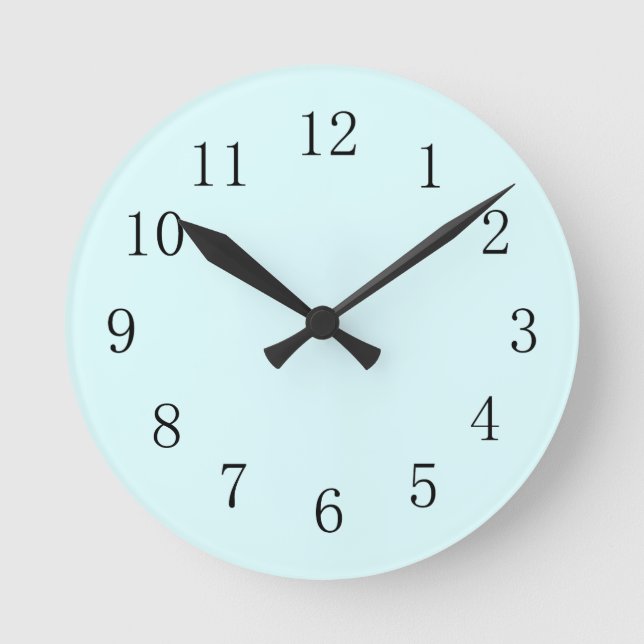 Light Baby Blue Kitchen Wall Clock Runde Wanduhr (Vorderseite)