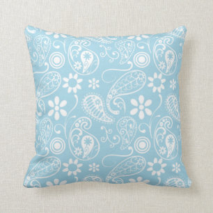 Light Baby Blue Paisley Pattern Kissen