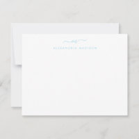 Light Baby Blue Script Monogram Swash Stationery