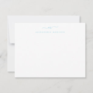 Light Baby Blue Script Monogram Swash Stationery Mitteilungskarte