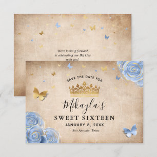 Light Baby Blue und Gold Rose Elegante Save The Date