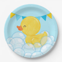Light Baby Blue Watercolor Rubber Duck Party